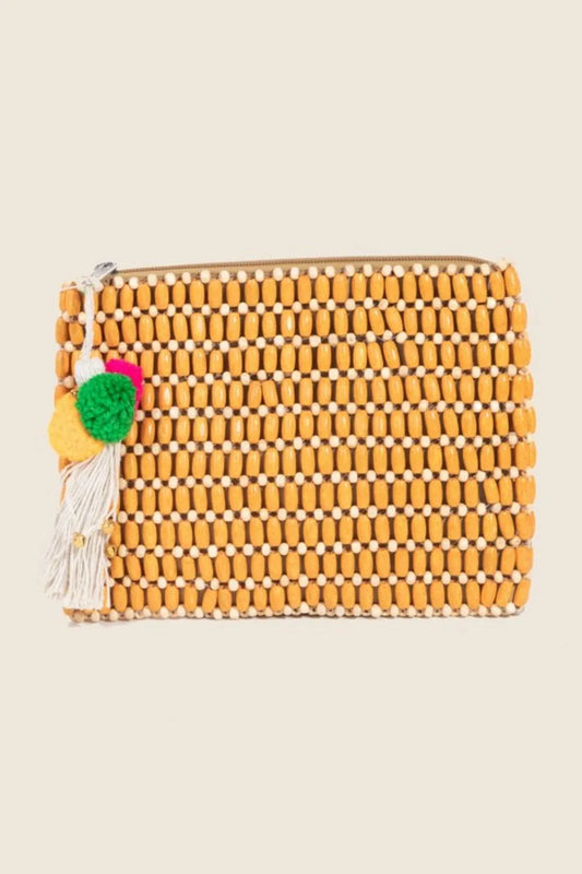 Wooden Beaded Rectangle Bag