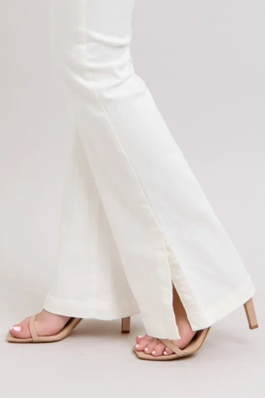 Full Size High Waist Side Slit Slim Bootcut Jeans
