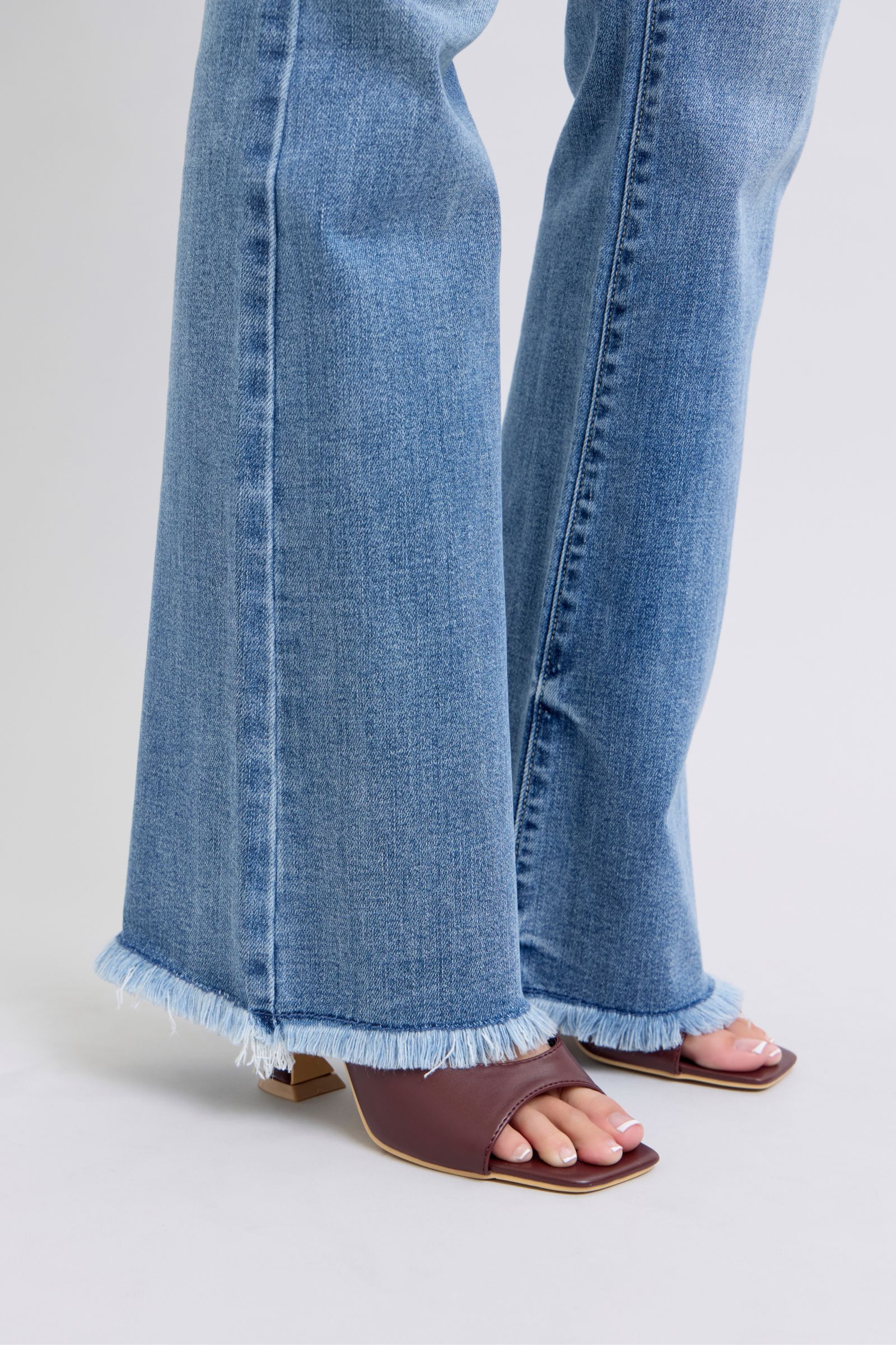 Full Size Raw Hem High Rise Bootcut Jeans