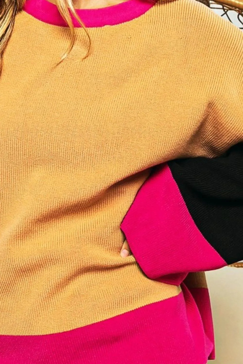 Bell Sleeve Rib Knit Sweater