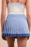 Two Tone Pleated Activewear Mini Skirt with Shorts