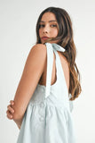 Zig Zag Embroidered Shoulder Tie Mini Dress