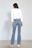 Full Size Tummy Control Back Embroidered Pocketed Bootcut Jeans Plus Size