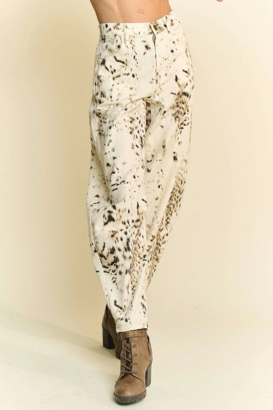 Abstract Tie Dye Dot Lace Detail Barrel Pants