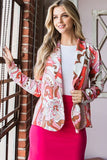 Full Size Shawl Floral Open Blazers Plus Size