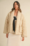 Floral Printed Quilted Open Jacket