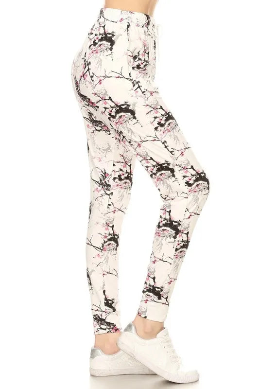 Full Size Buttery Soft Printed Joggers with Drawstring Plus Size