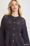 Eyelet Lace Button-Front Cardigan