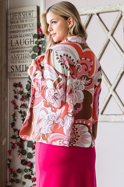 Full Size Shawl Floral Open Blazers Plus Size