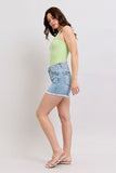 Full Size Tummy Control Raw Hem Denim Shorts Plus Size