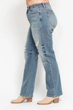 Full Size High Waist Distressed Dad Jean Plus Size