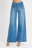 Full Size Mid Rise Wide Leg Front Pocket Denim