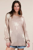 Palm Tree Graphic Oversized Knit Sweater