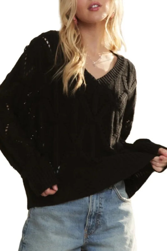 Loose Fit V Neck Knit Top