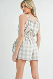 Plaid Sleeveless Button Down Romper