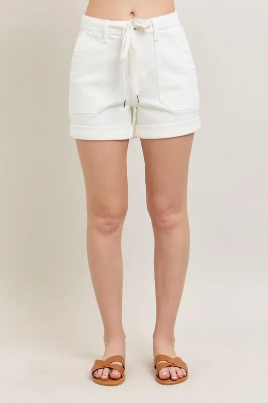 High Waist Cuff Denim Shorts
