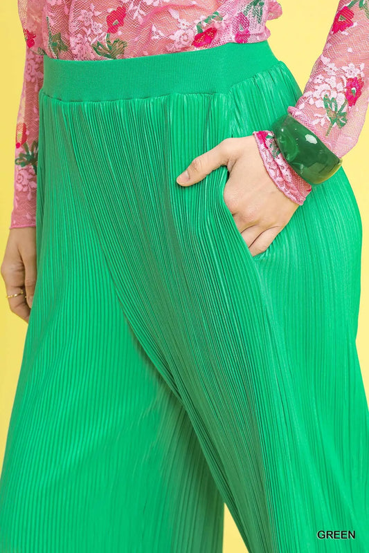 Flowing High-Waist Textured Pants