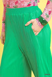 Flowing High-Waist Textured Pants