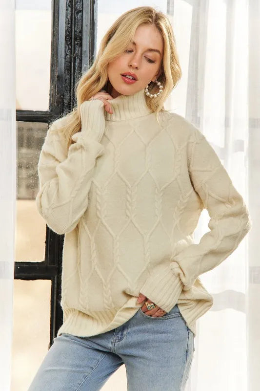 Braid Diamond Pattern Sweater