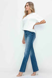 High-Rise Flare Jeans with Distressed Detailing