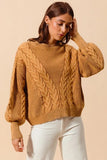 Mineral Washed Loose Fit Textured Cable Sweater