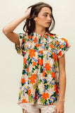 Multi Color Floral Print Woven Top