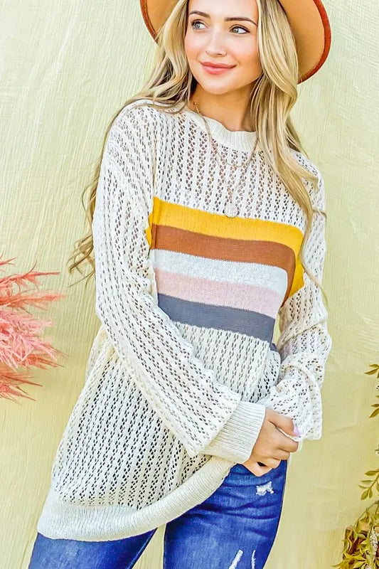 Color Stripe Summer Sweater Top