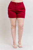 Plus Size High Waist Tummy Control Garment Dyed Heart Shaped Denim Shorts