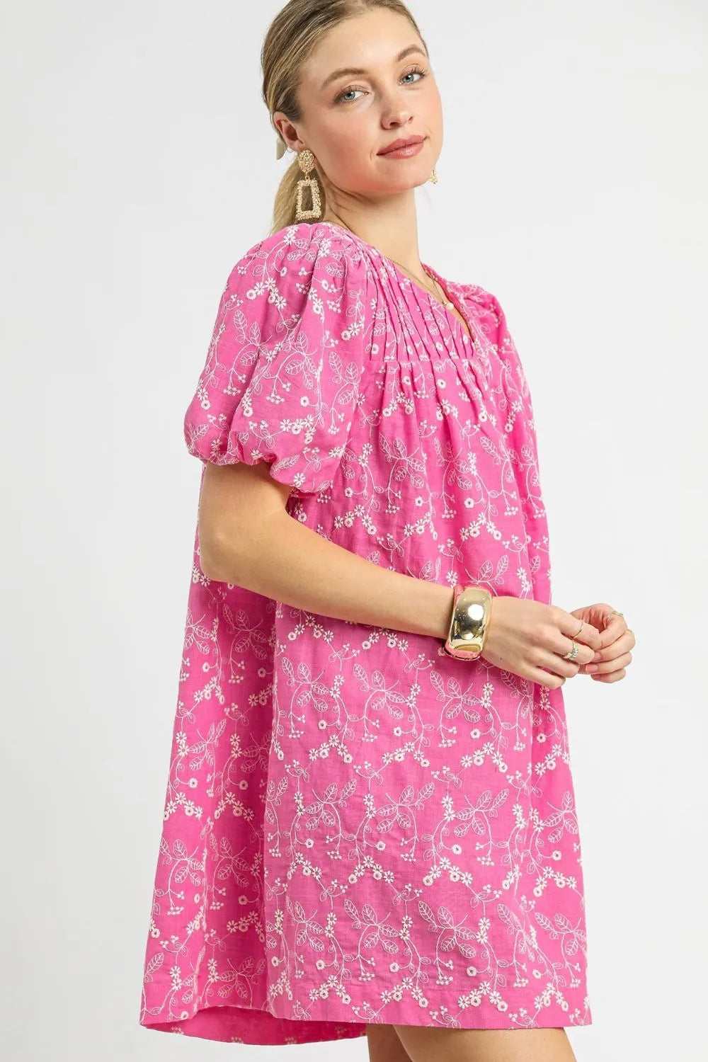 Romantic Puff Sleeve V-Neck Floral Dress