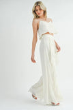 Crop Cami and Ruffled Wide Leg Pants Set