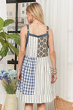 Patchwork Button Front Mini Dress