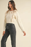 Ruffled Lace Crochet Sweater