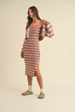 Stripe Crop Cardigan and Bodycon Dress Sweater Set