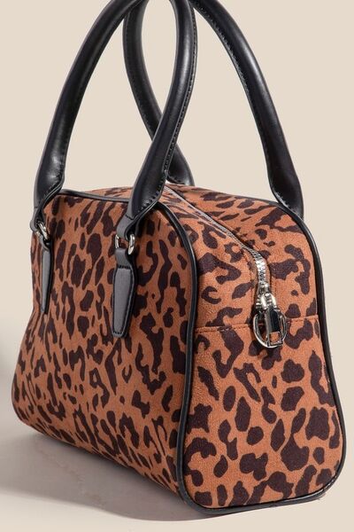 Faux Leather Handle Boxy Handbag