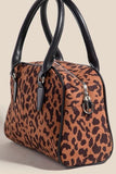 Faux Leather Handle Boxy Handbag