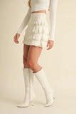 Ruffled Detail High Waist Knit Mini Skirt