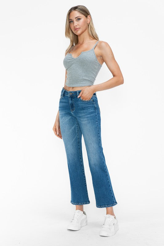 Full Size Cat's Whiskers Mid Rise Ankle Jeans