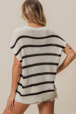 Vacay Mode Lettering Drop Shoulder Striped Sweater