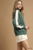 Color Block Long Sleeve Sweatshirt with Quarter-Zip Collar