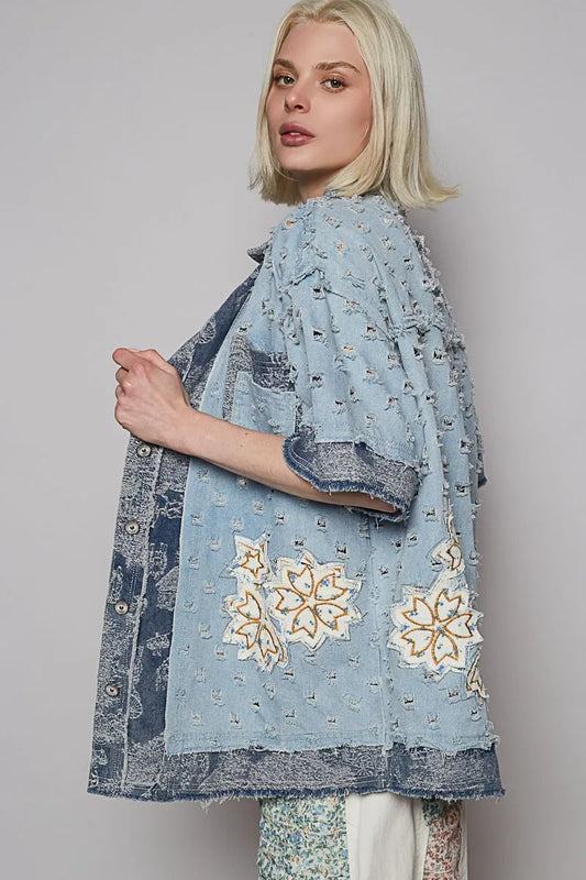 Patchwork Lace Bohemian Denim Top