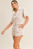 Polka Dot Collar Crop Top and Short Lounge Set