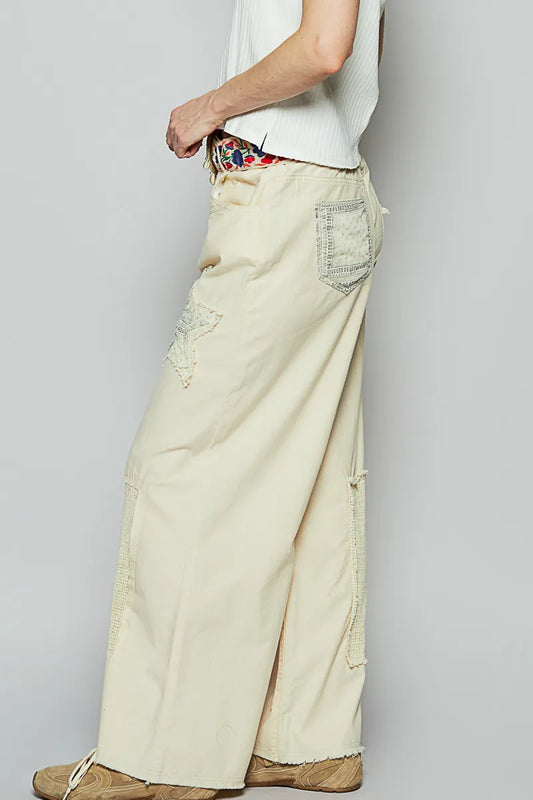 Edgy Star Accent Wide-Leg Pants