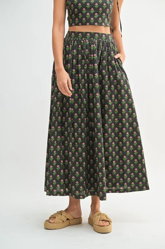 Floral Crop Top and Skirt Set
