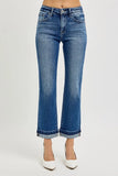 Cropped Raw Hem Stretch Denim Jeans