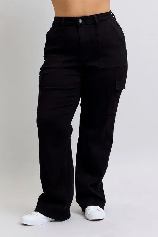 Full Size High Waist Cargo Wide Leg Jeans Plus Size