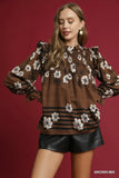 Smocked Ruffle Floral Mix Full Size Blouse