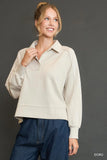Raw Hem Collared Long Sleeve Shirt with Edge