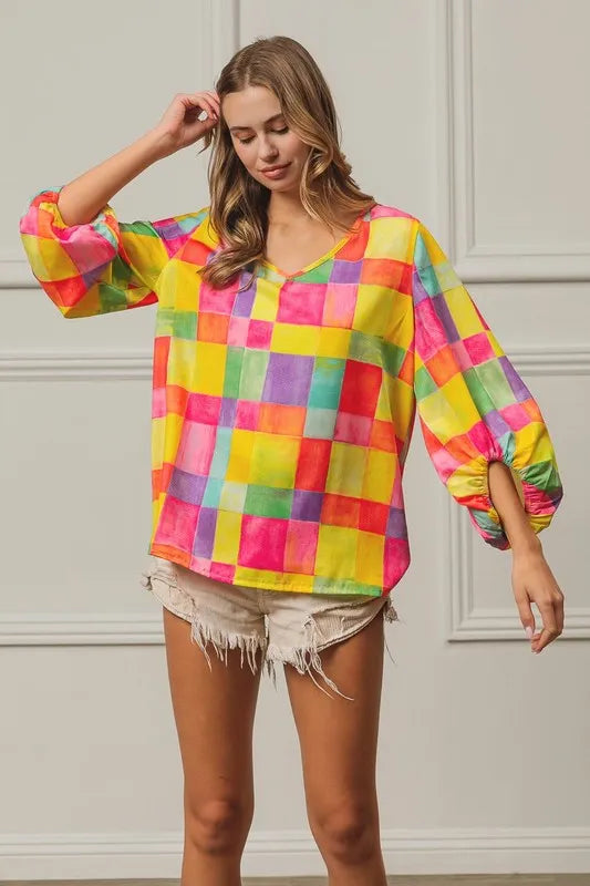 Multi Block Bubble Pop Ballon Top