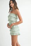 Pointelle Knit Fabric Ruffled Tube Romper