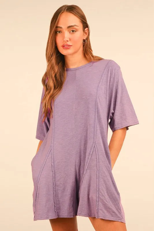 Mineral Washed Oversized Knit Comfy Romper